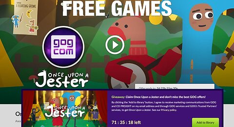 Free Game ! Once upon a Jester ! GOG ! Offer Ends on 04 09 2024 20:30 IST