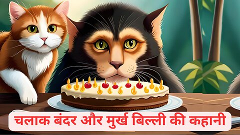 चालाक बंदर और मूर्ख बिल्ली की कहानी | Monkey and Cat story | Stories for kids