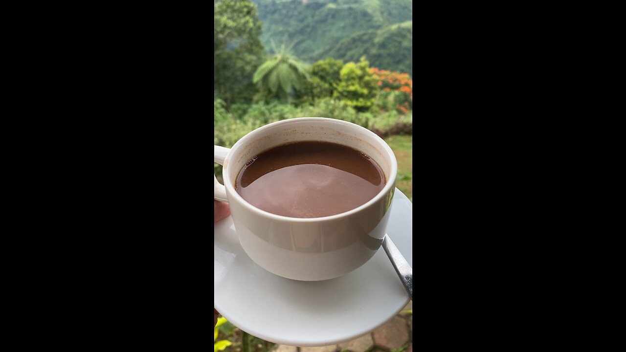 Beautiful mountain+ cocoa drink= heaven