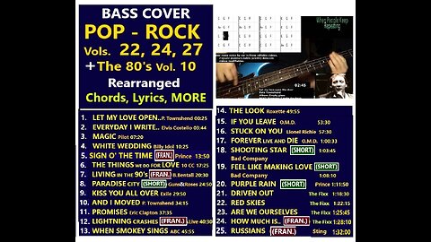 Bass cover POP ROCK 22-24-27 _ (Rearranged) __ Chords, Lyrics, MORE