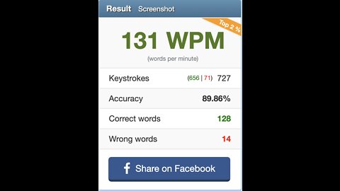 130 words per minute attempt