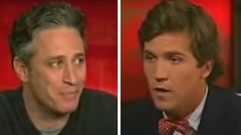 A VIDEO OF JON STEWART ROASTING TUCKER CARLSON IN THE FACE FROM 2004 HAS GONE VIRAL.