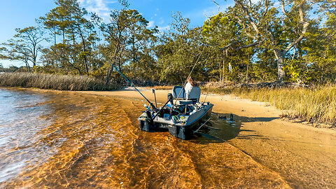 Exploring Hidden Beaches in Our Mini Pontoon Boat!