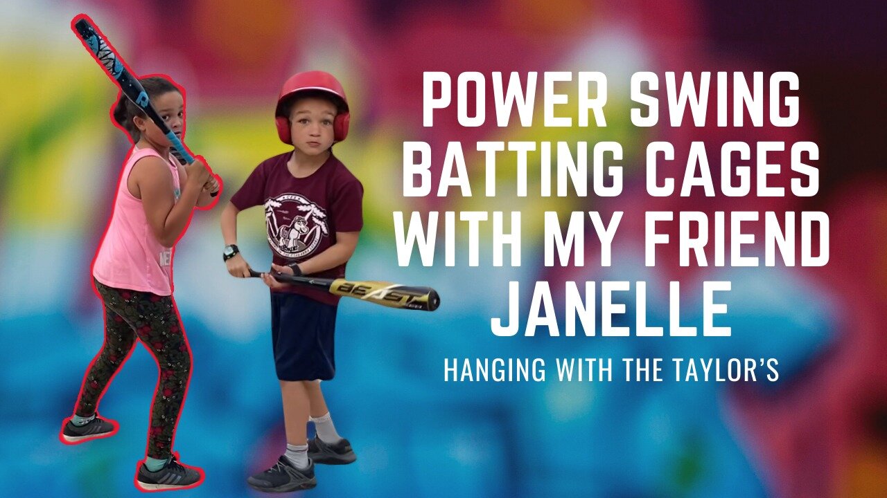 Power swing batting cages with my friend Janelle | Kids fun video