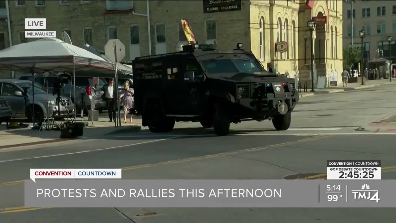 Protests and rallies surround Fiserv Forum in Milwaukee