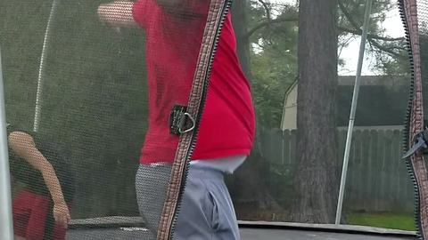 Dad Crashes Through Trampoline Fabric