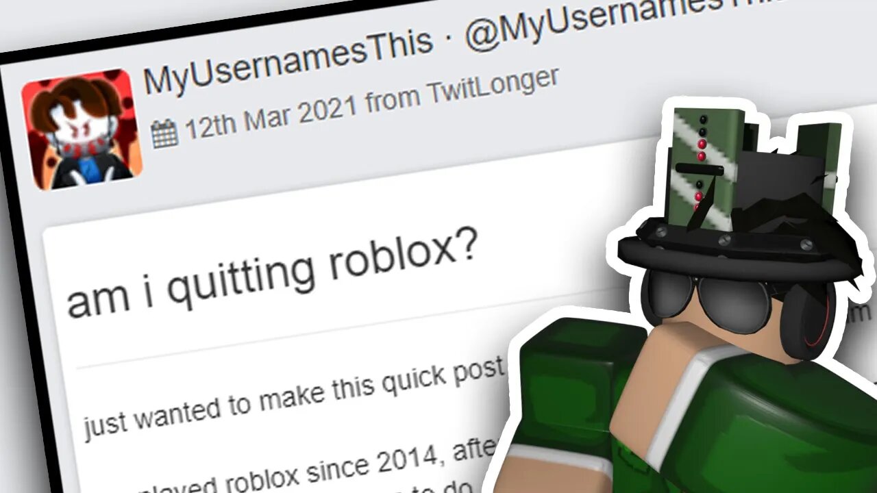 this roblox youtuber JUST QUIT ROBLOX...