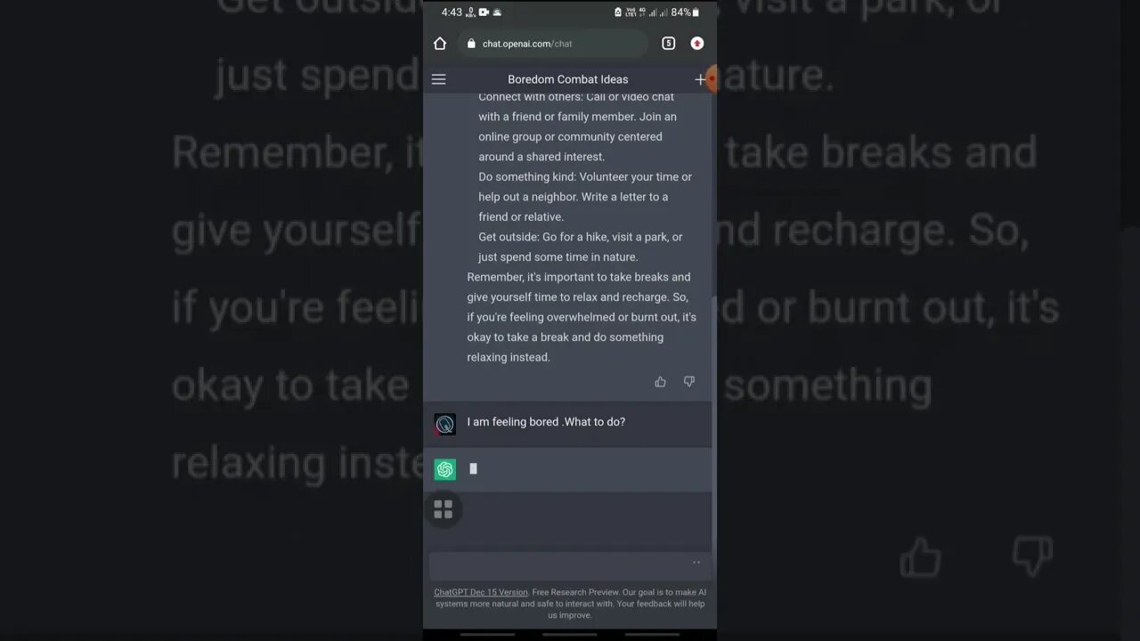 I asked Open Ai .I am Bored .What to Do? #shorts #chatbot #trending