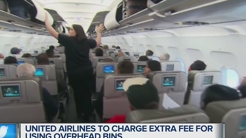 United Airlines to charge extra fee for using overhead bins