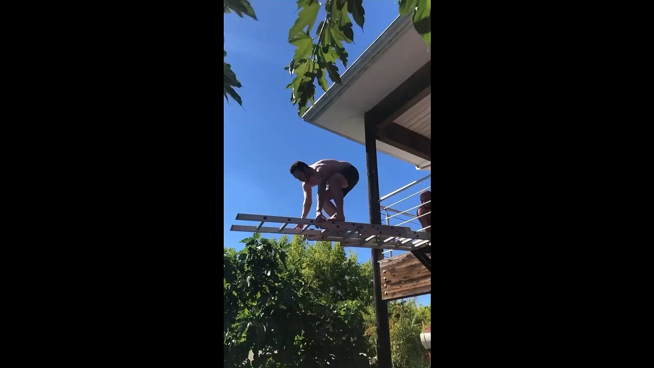 Mission failed to jump in the pool