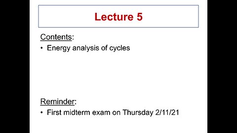 Lecture 5 - ME 3293 Thermodynamics I (Spring 2021)