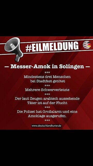 Mehrere Todesopfer und Schwerverletzte bei Attacke auf Solinger Stadtfest