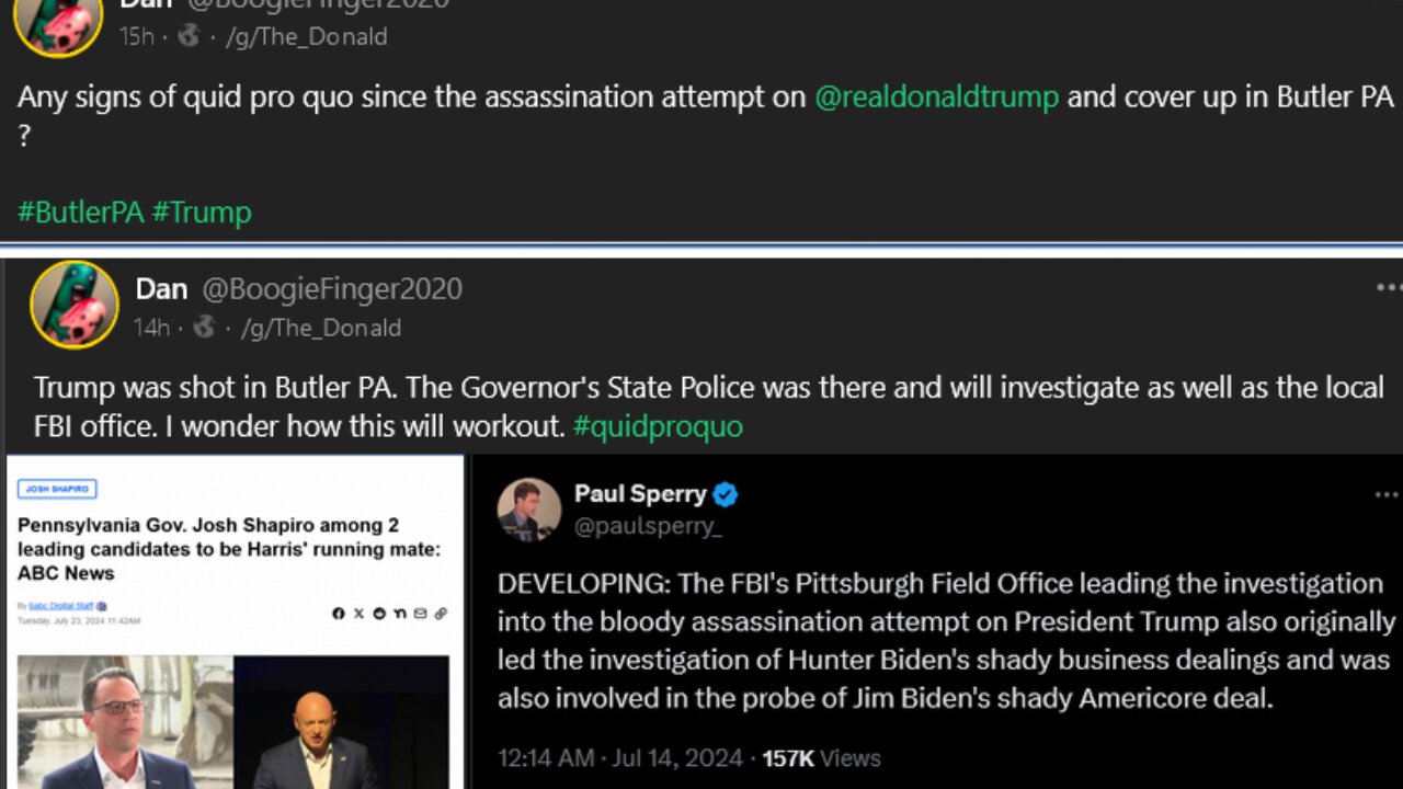 Strange optics of Trump Rally Attempted Assassination in Butler PA