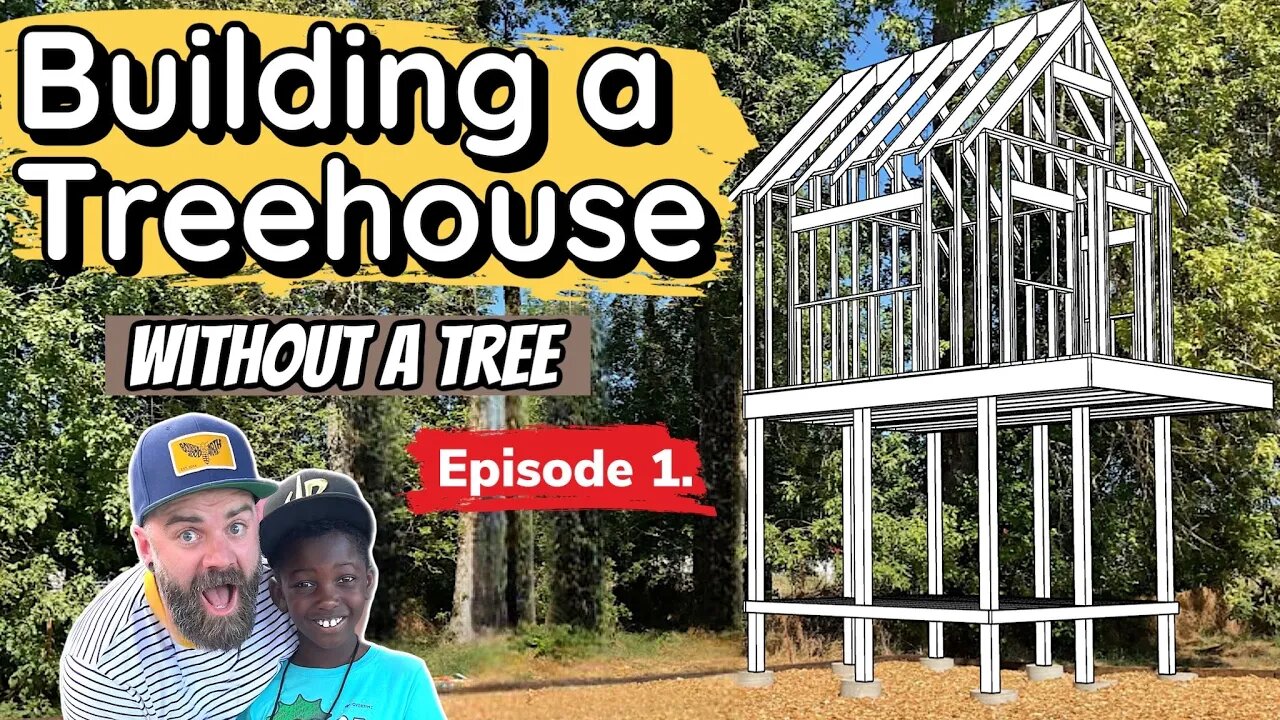 Building a Treehouse || Pouring Concrete and Making Footings