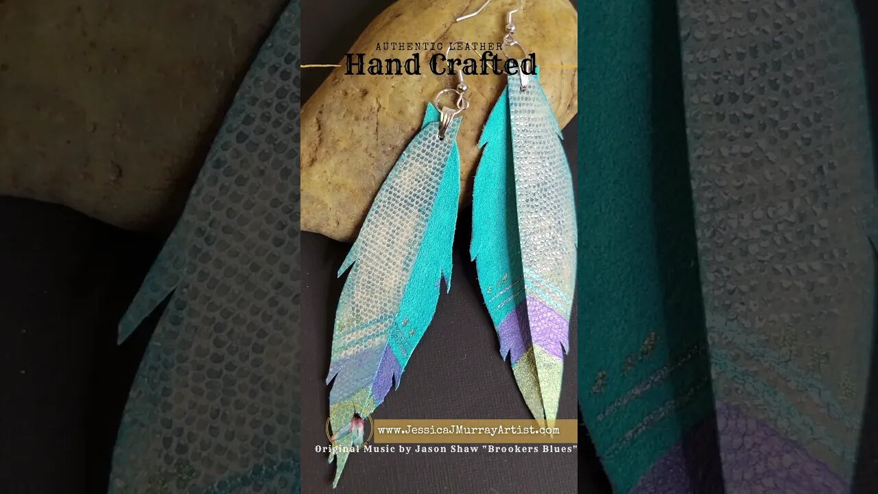 WEEK LONG GET AWAY, 4 inch, leather feather earrings