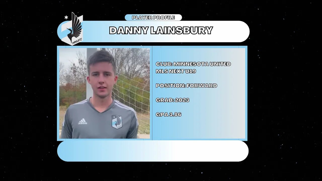 Danny Lainsbury, Minnesota United MLS Next U19, Class of 2023, GPA:3.86