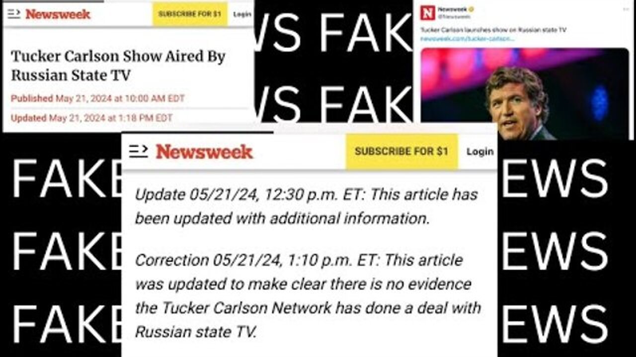 NEWSWEEK EMBARRASSINGLY 'WALKS BACK' FAKE NEWS STORY ABOUT TUCKER CARLSON'S RUSSIAN TV LAUNCH