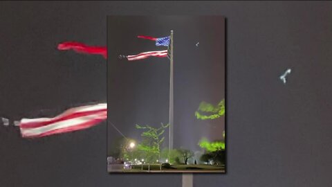 World's largest free-flying American flag damaged after strong winds