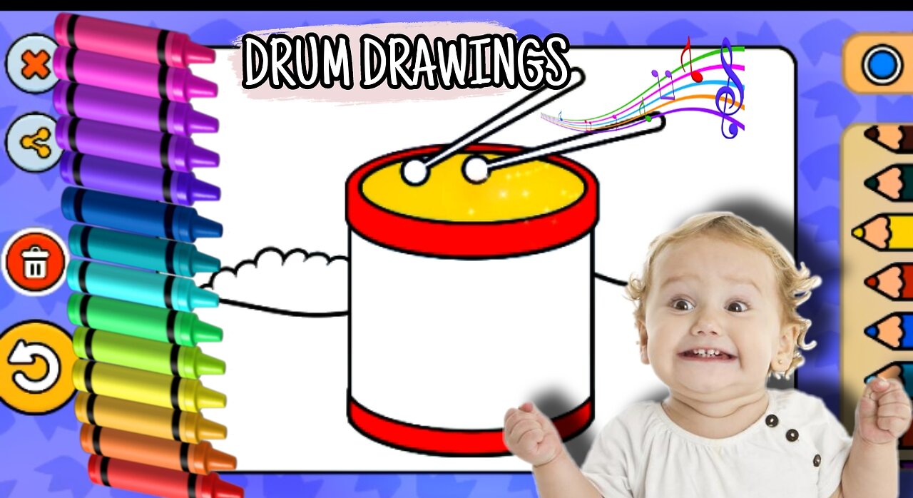 How to draw a DRUM DRAWINGS| easy step by step colouring drum draw| kids toy drawing