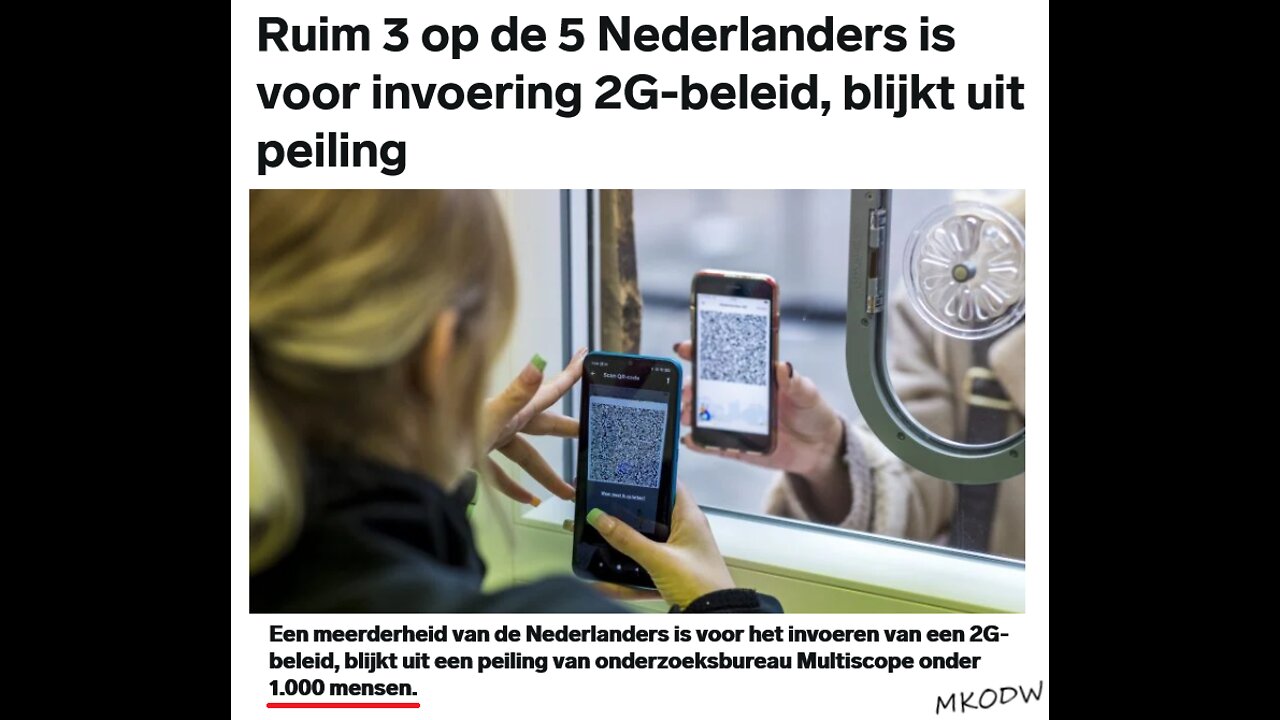 Ruim 3 op de 5 mensen zijn voor 2G beleid, dit blijkt uit een peiling...