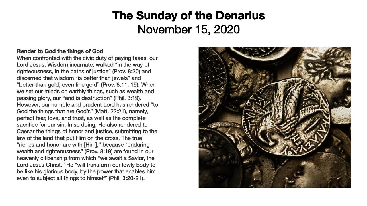 The Sunday of the Denarius COMPLETE SERVICE - Trinity 23 - November 15, 2020