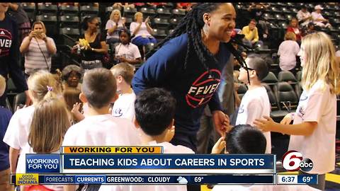 Indianapolis kids get to watch Fever practice & learn about careers in sports