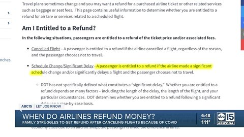 When must airlines refund money? Family struggles to get refunds after canceling flights due to COVID