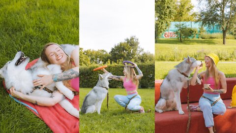 Adorable Husky Having Quality Time With Mom