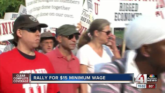 Workers, union leaders rally in KC for $15 minimum wage