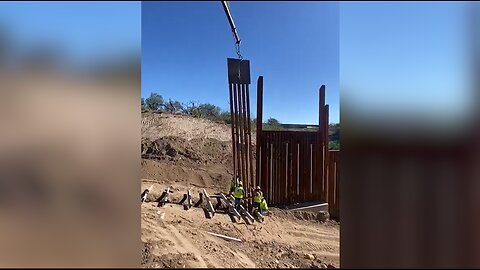 Texas Gov. Greg Abbott Installing Border Wall Panels In Val Verde County