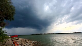 Heavy downpour over Buchanan Lake, Texas on May 30th, 2021