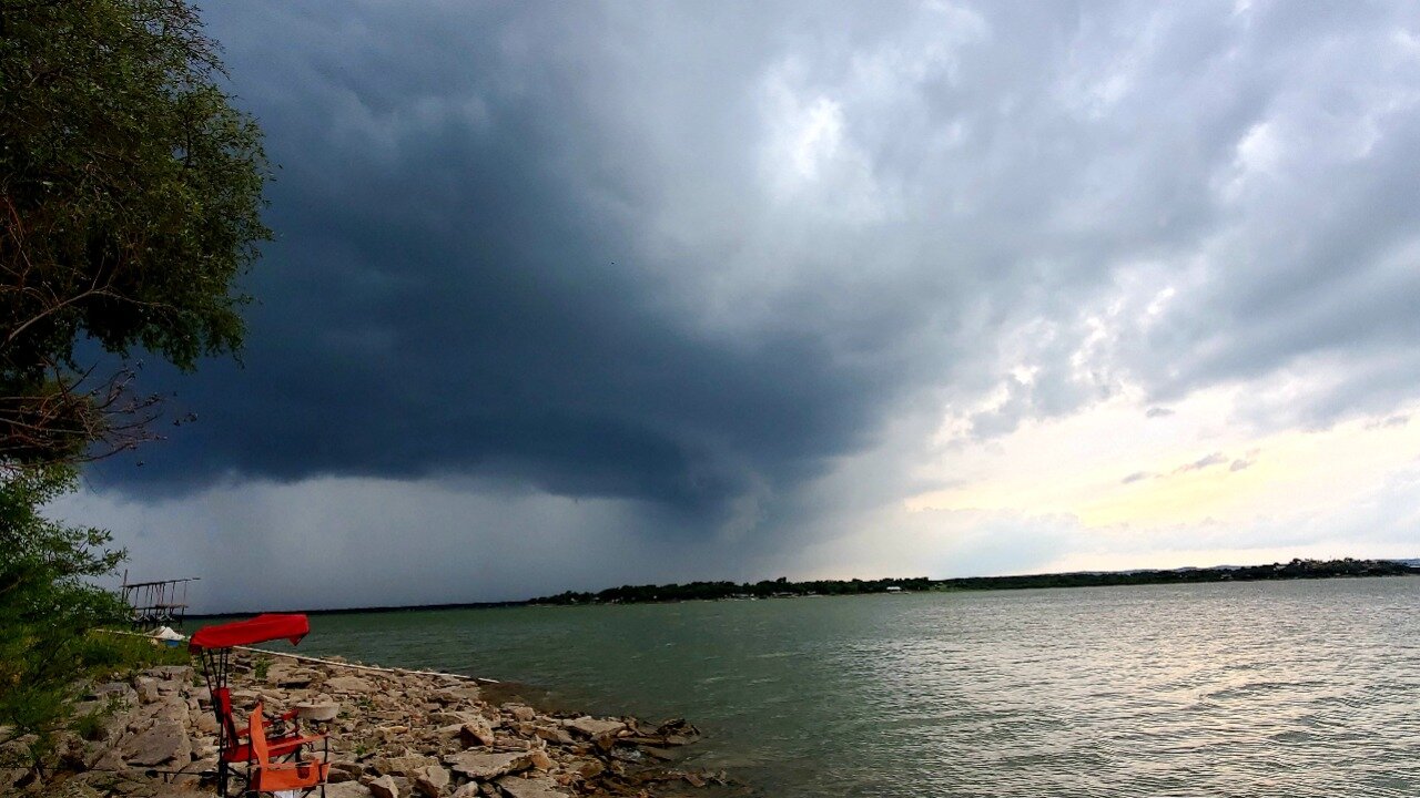 Heavy downpour over Buchanan Lake, Texas on May 30th, 2021