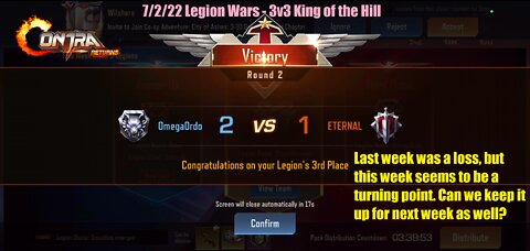 Contra Returns: 7/2/22 Legion Wars - 3v3 King of the Hill