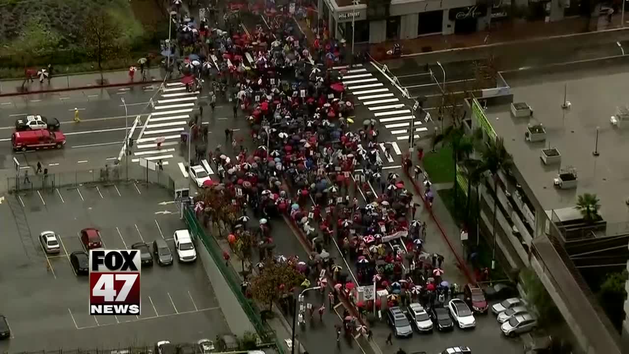 Los Angeles teachers union calls for 'massive presence' on day 2 of strike