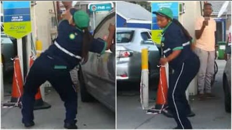 Drunk gas station attendant puts on dance show