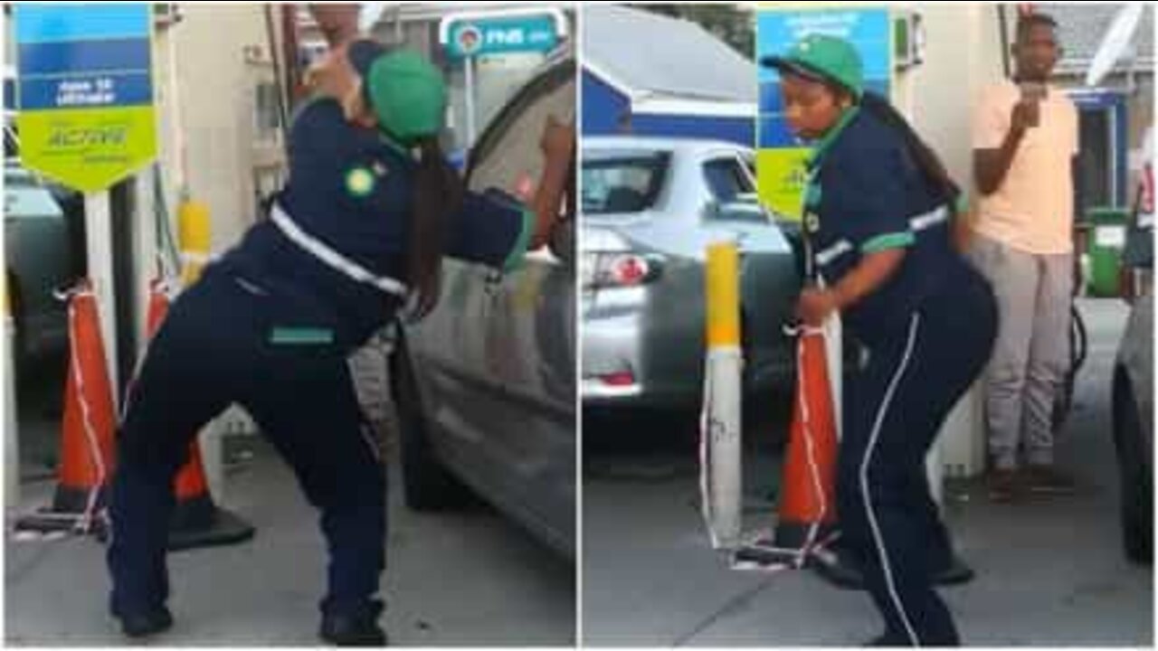 Drunk gas station attendant puts on dance show