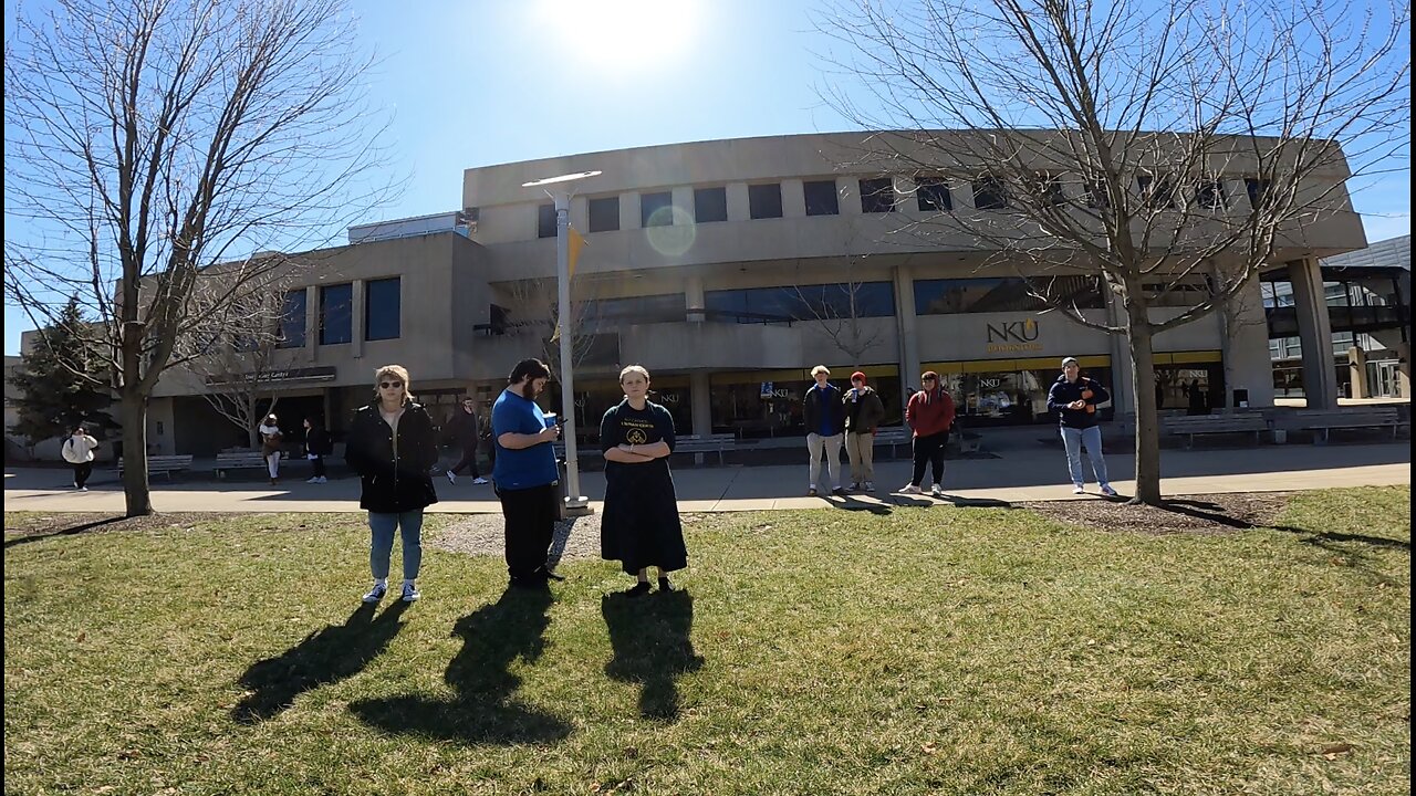 Northern Kentucky University: Rebuking A Hypocrite, Encouraging A Saint, A Sincere Catholic Debates Me & Helps Draw A Crowd, Female Evangelist Edified, Great Day of Preaching!