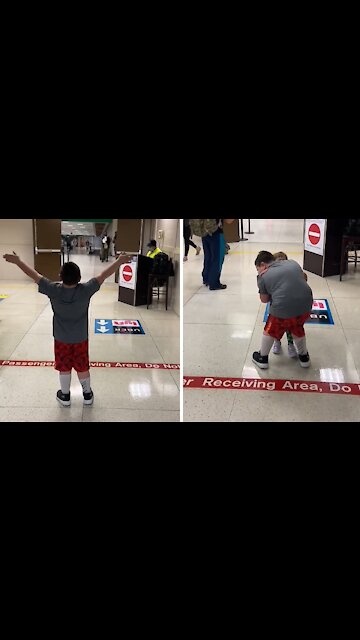Big brother emotional reunited with his little sister after week apart