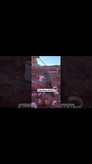 Digging Out Our Collapsed Earthbag Root Cellar #shorts #offgrid