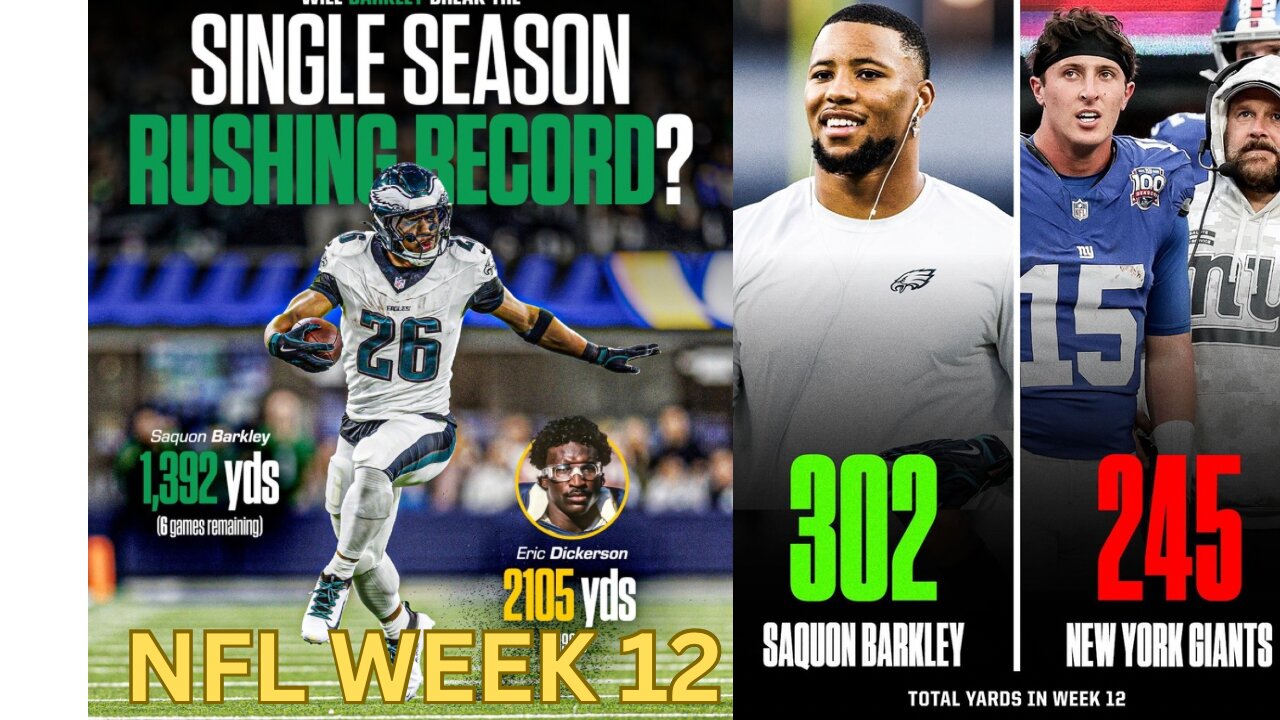 Unscripted Sportscast: Saquon Barkley on a historic pace, Baker Cutlets Mayfield, NFL WEEK 12