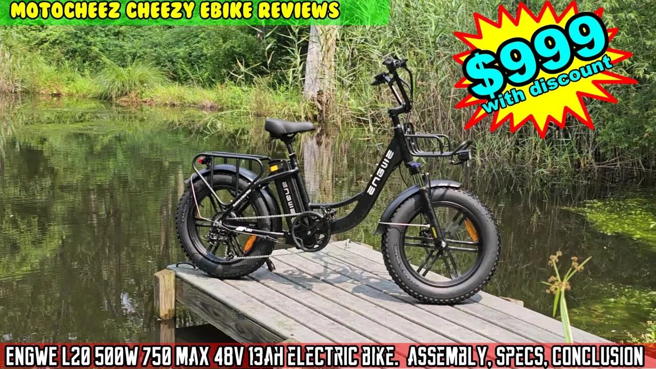 ENGWE L20 Electric Bike 20x4 inch Fat Tire 500w 750W peak hub 25MPH Max 48V 13Ah Battery. tests