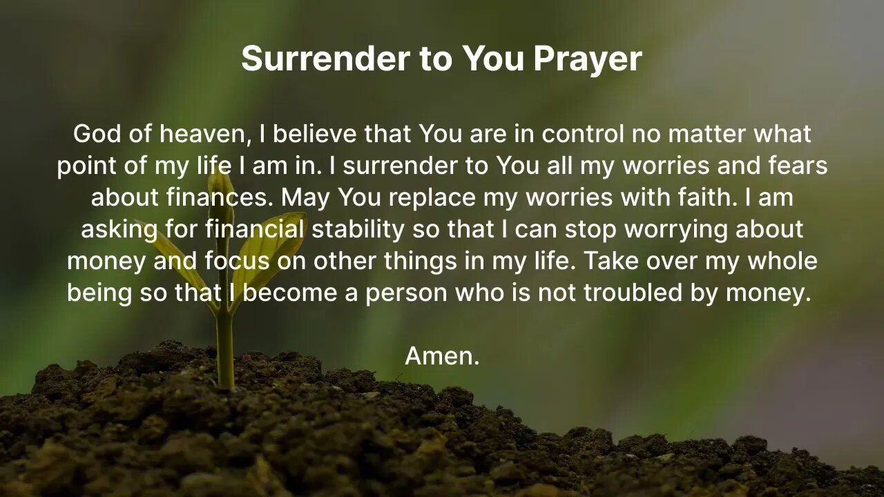 Surrender to You Prayer (Prayer for Financial Stability)