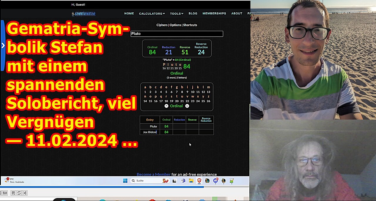 Gematria-Symbolik Stefan mit einem spannenden Solobericht, viel Vergnügen — 11.02.2024 …