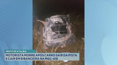 Perto de Ataléia: Motorista morre após carro sair da pista e cair em ribanceira na MGC-418.