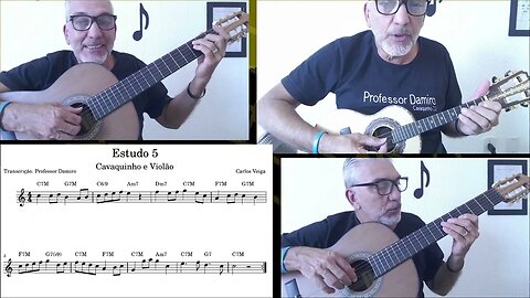 Estudo 5/20 de partitura para cavaquinho e violão