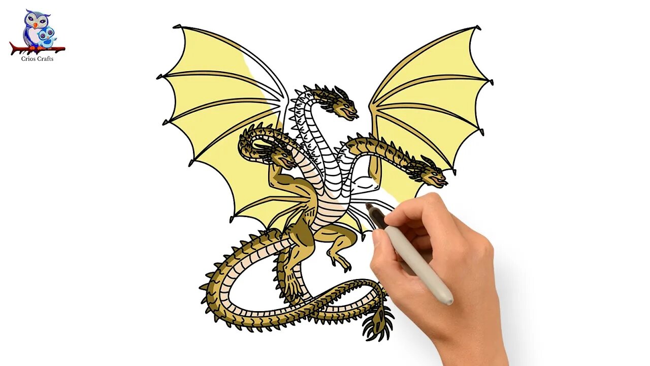 How to Draw King Ghidorah Godzilla Arch-Enemy - Art Tutorial