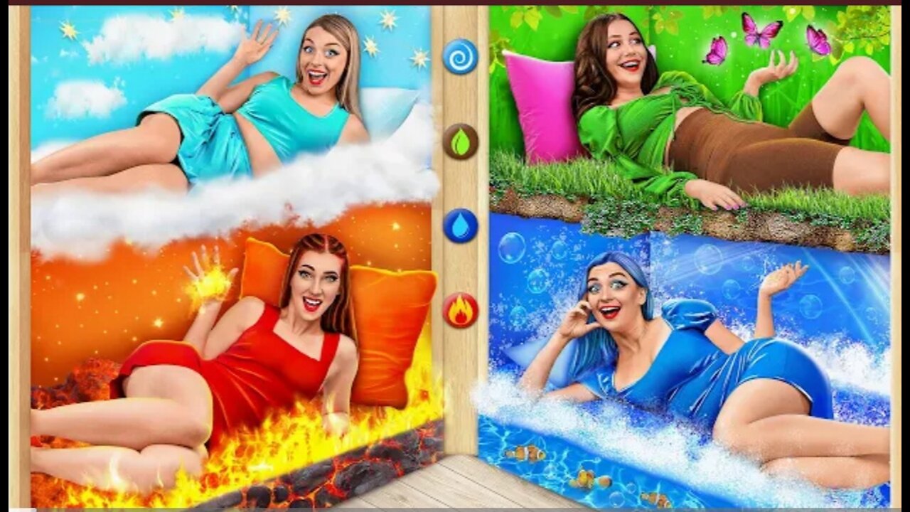 Four Elements Build a Bunk Bed | Fire Girl, Water Girl, Air Girl and Earth Girl by Multi DO