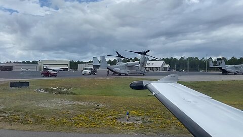 Cape, fear airport. Marines, osprey, and Army Golden Knights. ￼