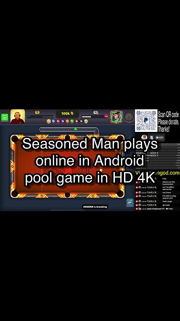 Seasoned Man plays online in Android pool game in HD 4K 🎱🎱🎱 8 Ball Pool 🎱🎱🎱