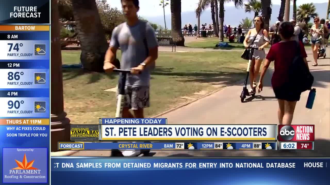 St. Pete leaders to vote on adding e-scooters downtown